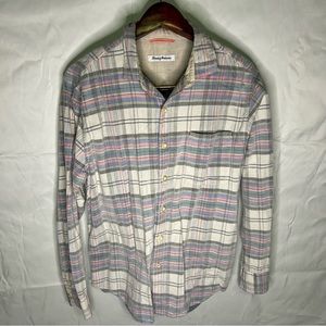 Tommy Bahama Medium plaid multicolored casual button up long sleeve shirt.